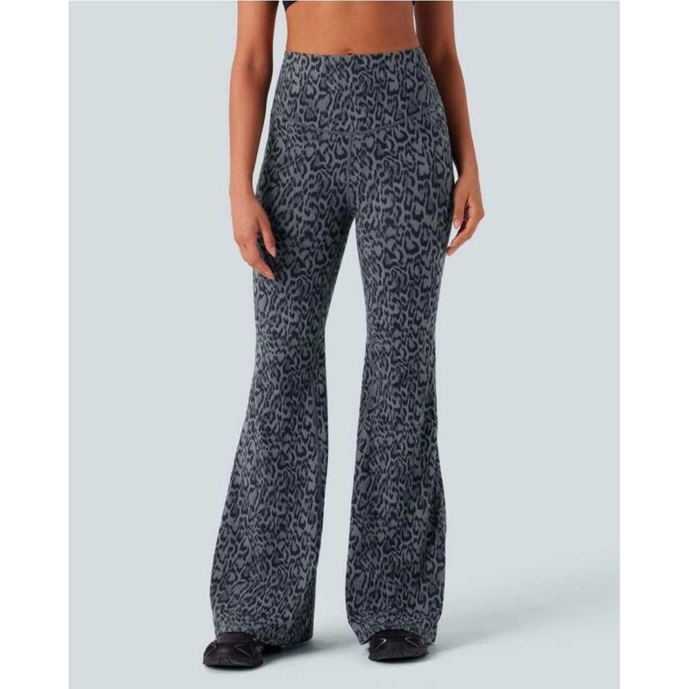 Halara UltraSculpt Leopard Print Flare Leggings High Waisted Tummy Control Small